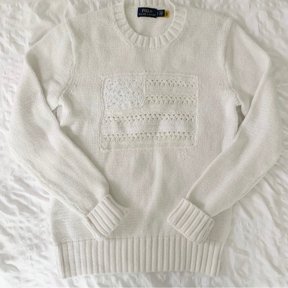 Ralph Lauren Sweaters - New Ralph Lauren American Flag White Sweater
